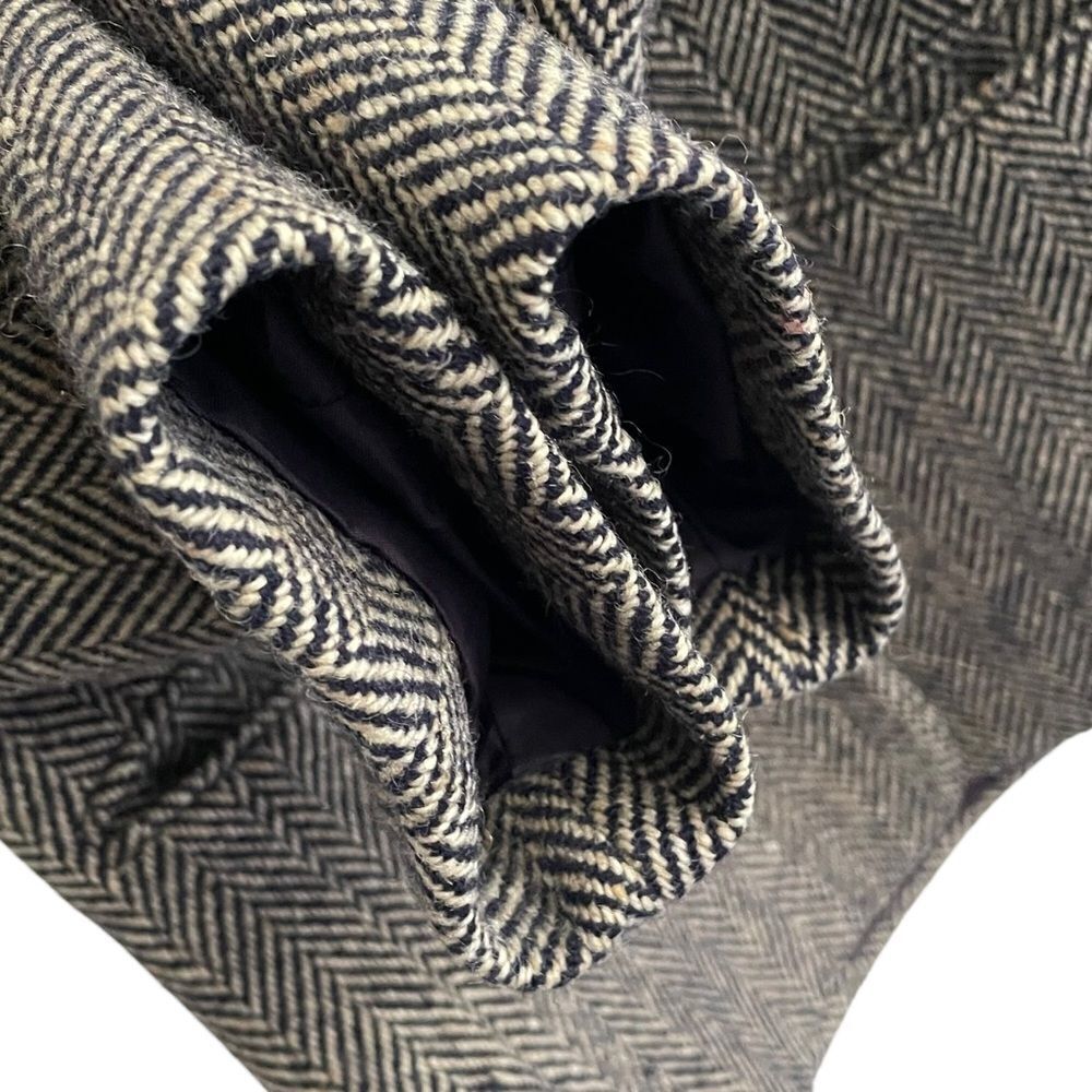 VINTAGE BRIAN TUCKER Ireland Wool Herringbone Blazer Black Grey L - Picture 4 of 9